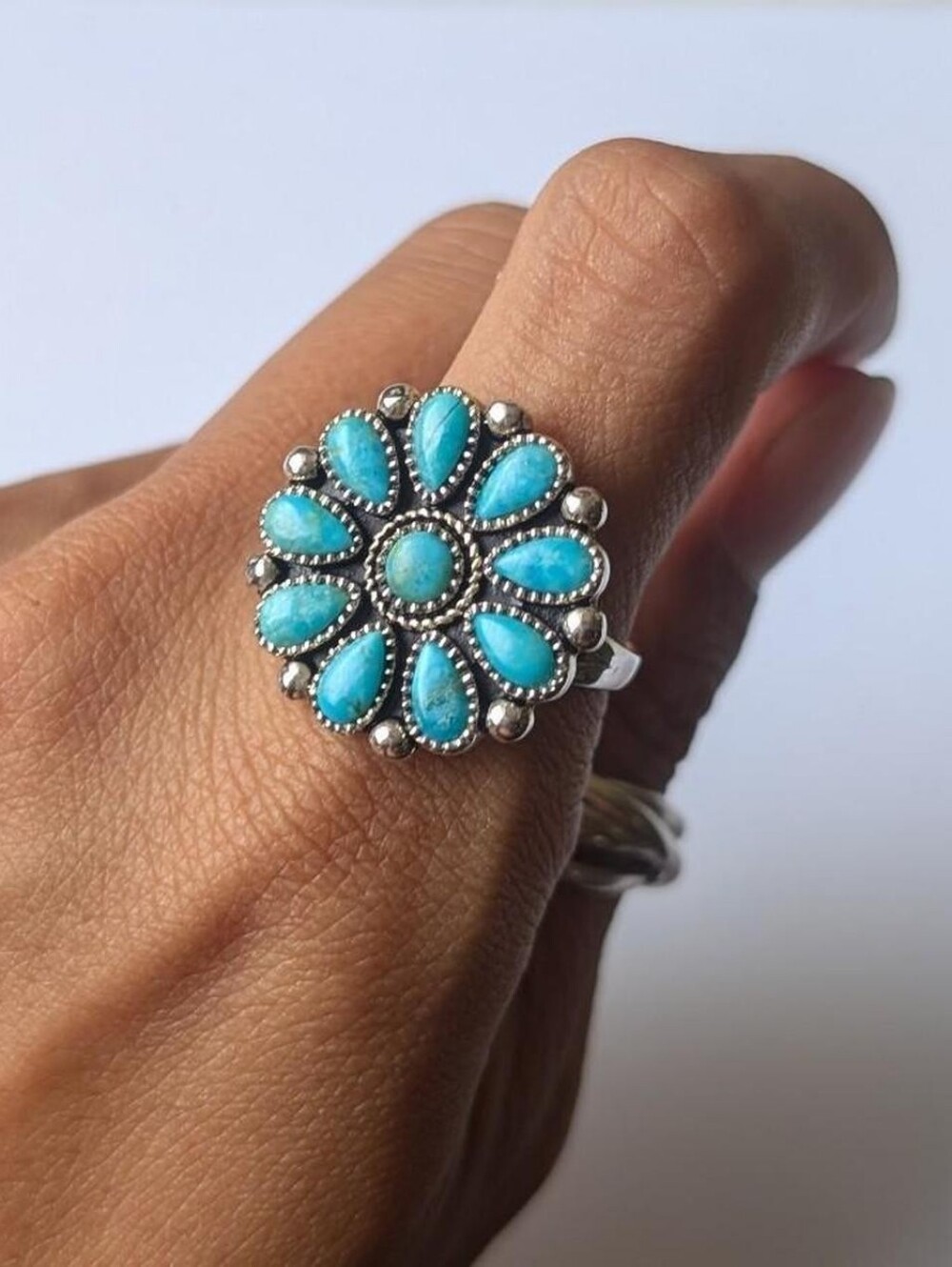 Stauer Tucson Sun Turquoise Ring Oxidized silver finish Enhanced turquoise